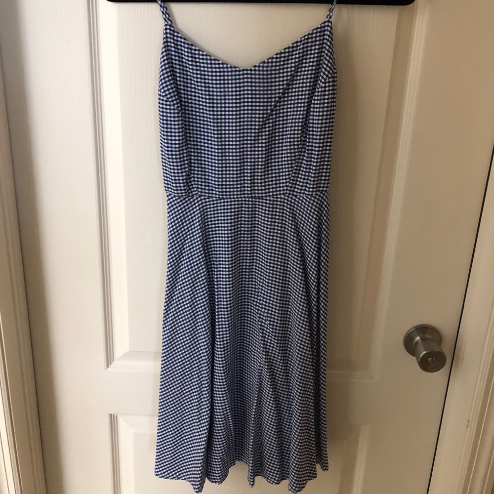 Blue and white plaid dress